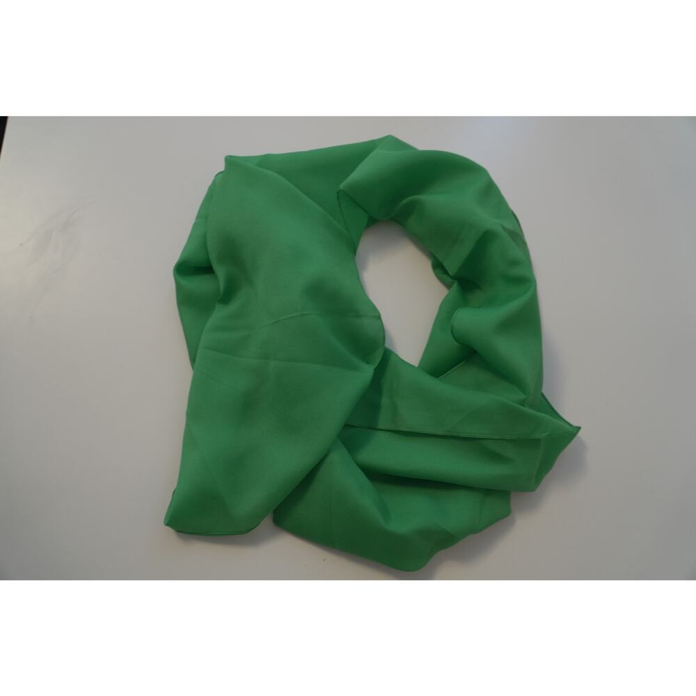 Vintage 90's Green Polyester Long Rectangular Scarf Wrap Solid 97x16 Lightweight - Picture 4 of 6
